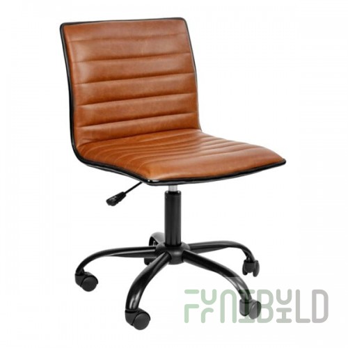 Flash Furniture Alan Brown Ribbed Vinyl Low-Back Designer Swivel Office Chair / Task Chair with Black Base