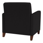 Lesro Ravenna Open House Black Fabric Oversized Guest Arm Chair with Walnut Wood Legs Lesro Ravenna Open House Black Fabric Oversized Guest Arm Chair with Walnut Wood Legs