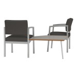 Lesro Lenox Steel Patriot Plus Charcoal Vinyl Two Guest Arm Chairs with Sarum Twill Laminate Connecting Corner Table Lesro Lenox Steel Patriot Plus Charcoal Vinyl Two Guest Arm Chairs with Sarum Twill Laminate Connecting Corner Table
