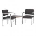 Lesro Lenox Steel Patriot Plus Charcoal Vinyl Two Guest Arm Chairs with Sarum Twill Laminate Connecting Corner Table Lesro Lenox Steel Patriot Plus Charcoal Vinyl Two Guest Arm Chairs with Sarum Twill Laminate Connecting Corner Table