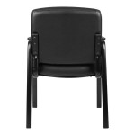Boss Black LeatherPlus Mid-Back Executive Guest Chair with Padded Armrests and Steel Base Boss Black LeatherPlus Mid-Back Executive Guest Chair with Padded Armrests and Steel Base