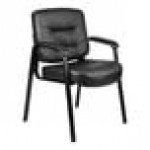 Boss Black LeatherPlus Mid-Back Executive Guest Chair with Padded Armrests and Steel Base Boss Black LeatherPlus Mid-Back Executive Guest Chair with Padded Armrests and Steel Base