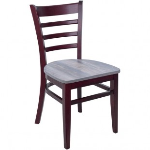 BFM Seating Berkeley Dark Mahogany Beechwood Ladder Back Side Chair with Relic Chestnut Seat