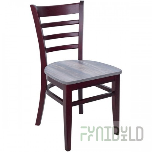 BFM Seating Berkeley Dark Mahogany Beechwood Ladder Back Side Chair with Relic Chestnut Seat