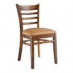 Lancaster Table & Seating Vintage Finish Wood Ladder Back Chair with Navy Vinyl Seat - Assembled