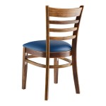 Lancaster Table & Seating Vintage Finish Wood Ladder Back Chair with Navy Vinyl Seat - Assembled