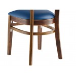 Lancaster Table & Seating Vintage Finish Wood Ladder Back Chair with Navy Vinyl Seat - Assembled
