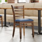 Lancaster Table & Seating Vintage Finish Wood Ladder Back Chair with Navy Vinyl Seat - Assembled