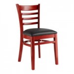 Lancaster Table & Seating Vintage Finish Wood Ladder Back Chair with Navy Vinyl Seat - Assembled