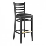 Lancaster Table & Seating Vintage Finish Wood Ladder Back Chair with Navy Vinyl Seat - Assembled