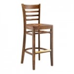 Lancaster Table & Seating Vintage Finish Wood Ladder Back Chair with Navy Vinyl Seat - Assembled