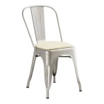 Lancaster Table & Seating Alloy Silver Indoor Cafe Chair with White Vinyl Cushion
