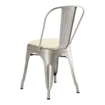 Lancaster Table & Seating Alloy Silver Indoor Cafe Chair with White Vinyl Cushion