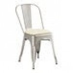 Lancaster Table & Seating Alloy Silver Indoor Cafe Chair with White Vinyl Cushion