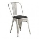 Lancaster Table & Seating Alloy Silver Indoor Cafe Chair with White Vinyl Cushion