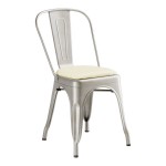 Lancaster Table & Seating Alloy Silver Indoor Cafe Chair with White Vinyl Cushion