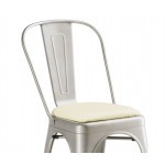 Lancaster Table & Seating Alloy Silver Indoor Cafe Chair with White Vinyl Cushion