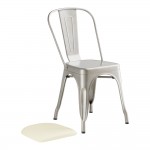 Lancaster Table & Seating Alloy Silver Indoor Cafe Chair with White Vinyl Cushion