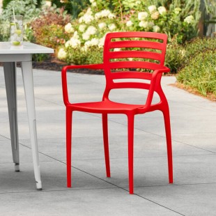Lancaster Table & Seating Sol Buoy Red Resin Arm Chair Lancaster Table & Seating Sol Buoy Red Resin Arm Chair