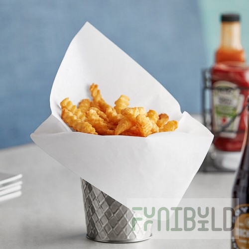 Choice White Wire Cone Basket Liner / Deli Wrap / Double Open Bag 9