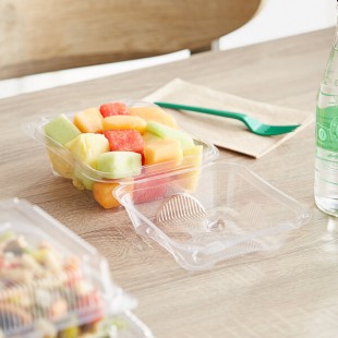 World Centric Clear Compostable PLA Hinged Clamshell Container 6