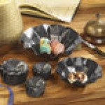 Solia Iris 4.1 oz. Black Cardboard Origami Bowl with BOPP Lamination - Small - 240/Case