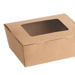 Choice Kraft Folded Paper #4 Take-Out Container with Window 7 3/4
