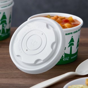 EcoChoice 8 oz. PLA Compostable Plastic Food Cup Vented Lid - 25/Pack EcoChoice 8 oz. PLA Compostable Plastic Food Cup Vented Lid - 25/Pack