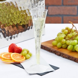 Fineline Wavetrends 1205 Clear Plastic 5 oz. 1-Piece Champagne Flute - 72/Case