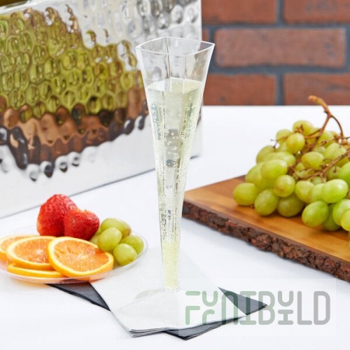Fineline Wavetrends 1205 Clear Plastic 5 oz. 1-Piece Champagne Flute - 72/Case