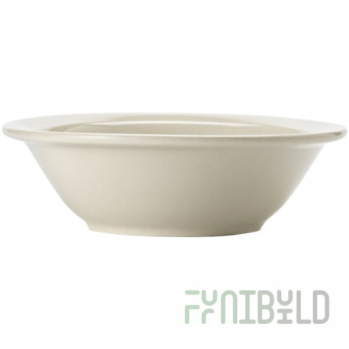 Libbey Porcelana Cream 13 oz. Cream White Rolled Edge Porcelain Grapefruit Bowl - Sample