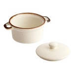 Acopa Keystone 8 oz. Vanilla Bean Stoneware Mini Casserole Dish with Lid - Sample Acopa Keystone 8 oz. Vanilla Bean Stoneware Mini Casserole Dish with Lid - Sample