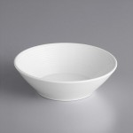 Acopa Liana 13 oz. Bright White Embossed Lines Rimmed Porcelain Grapefruit / Cereal Bowl - Sample