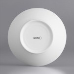 Acopa Liana 13 oz. Bright White Embossed Lines Rimmed Porcelain Grapefruit / Cereal Bowl - Sample