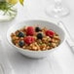 Acopa Liana 13 oz. Bright White Embossed Lines Rimmed Porcelain Grapefruit / Cereal Bowl - Sample