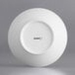Acopa Liana 13 oz. Bright White Embossed Lines Rimmed Porcelain Grapefruit / Cereal Bowl - Sample