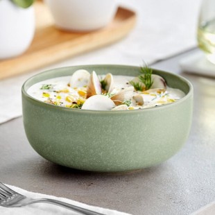 Acopa Pangea 16 oz. Sage Green Matte Porcelain Bowl - Sample Acopa Pangea 16 oz. Sage Green Matte Porcelain Bowl - Sample