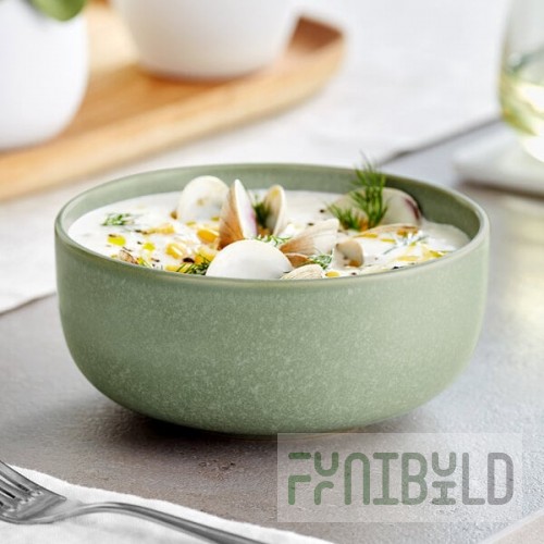 Acopa Pangea 16 oz. Sage Green Matte Porcelain Bowl - Sample