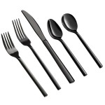 Acopa Phoenix Black 18/0 Stainless Steel Forged Flatware 5-Piece Set - Sample Acopa Phoenix Black 18/0 Stainless Steel Forged Flatware 5-Piece Set - Sample