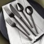 Acopa Phoenix Black 18/0 Stainless Steel Forged Flatware 5-Piece Set - Sample Acopa Phoenix Black 18/0 Stainless Steel Forged Flatware 5-Piece Set - Sample