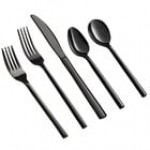 Acopa Phoenix Black 18/0 Stainless Steel Forged Flatware 5-Piece Set - Sample Acopa Phoenix Black 18/0 Stainless Steel Forged Flatware 5-Piece Set - Sample