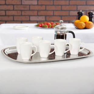 Vollrath 82121 Elegant Reflections Stainless Steel Oblong Serving Tray - 24 Vollrath 82121 Elegant Reflections Stainless Steel Oblong Serving Tray - 24