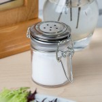 TableCraft H15S&P 1.5 oz. Resealable Salt and Pepper Shaker Glass Jar with Stainless Steel Clip-Top Lid TableCraft H15S&P 1.5 oz. Resealable Salt and Pepper Shaker Glass Jar with Stainless Steel Clip-Top Lid