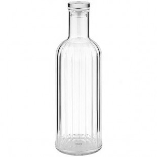 APS 33.4 oz. Clear Ribbed Plastic Bottle with Lid APS 10748 - 12/Case