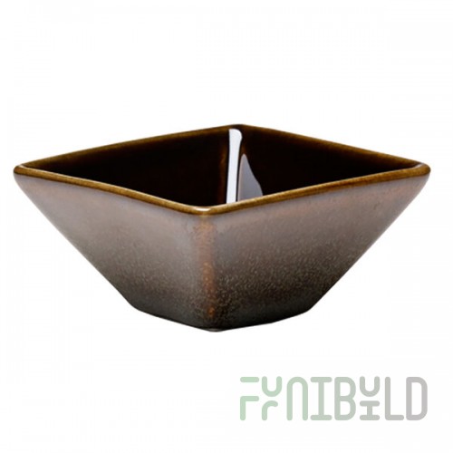 Luzerne Rustic by Oneida 1880 Hospitality L6753059940 2 oz. Chestnut Porcelain Square Dish - 72/Case