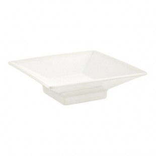 Front of the House Catalyst 4 oz. European White Square Porcelain Footed Sauce Dish - 6/Case Front of the House Catalyst 4 oz. European White Square Porcelain Footed Sauce Dish - 6/Case