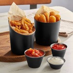 Choice 1.5 oz. Matte Black Stainless Steel Round Sauce Cup - 12/Pack
