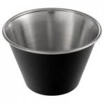 Choice 1.5 oz. Matte Black Stainless Steel Round Sauce Cup - 12/Pack