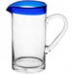 Acopa Tropic 50 oz. Glass Pitcher with Blue Rim - 6/Case