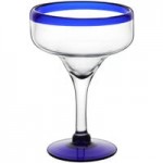 Acopa Tropic 50 oz. Glass Pitcher with Blue Rim - 6/Case